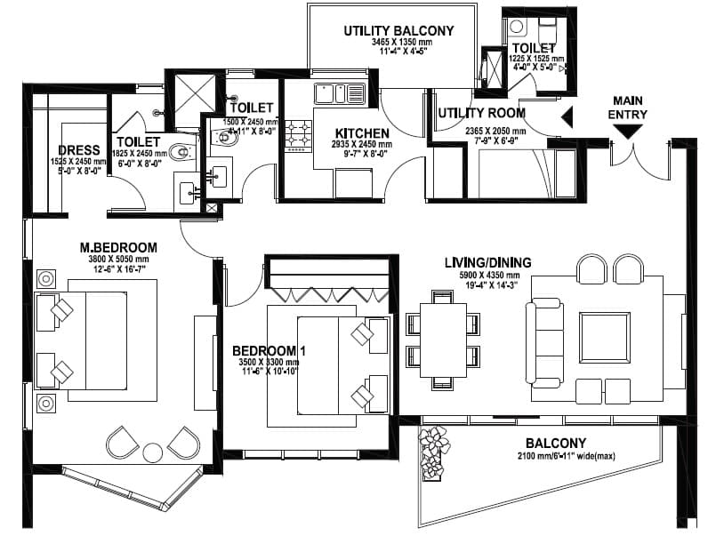 2 BHK + SQ — IREO Skyon — photo 1